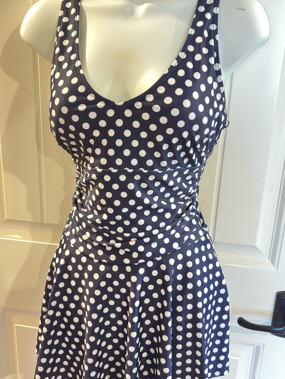 Classic Navy & White Polka Dot One-Piece Swimsuit